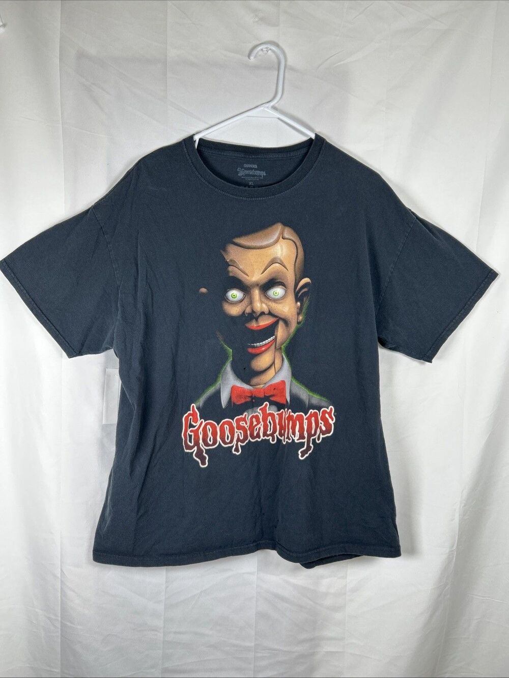 Goosebumps Slappy The Dummy Black Short Sleeve Graphic Tee Size XL WITH HOLES